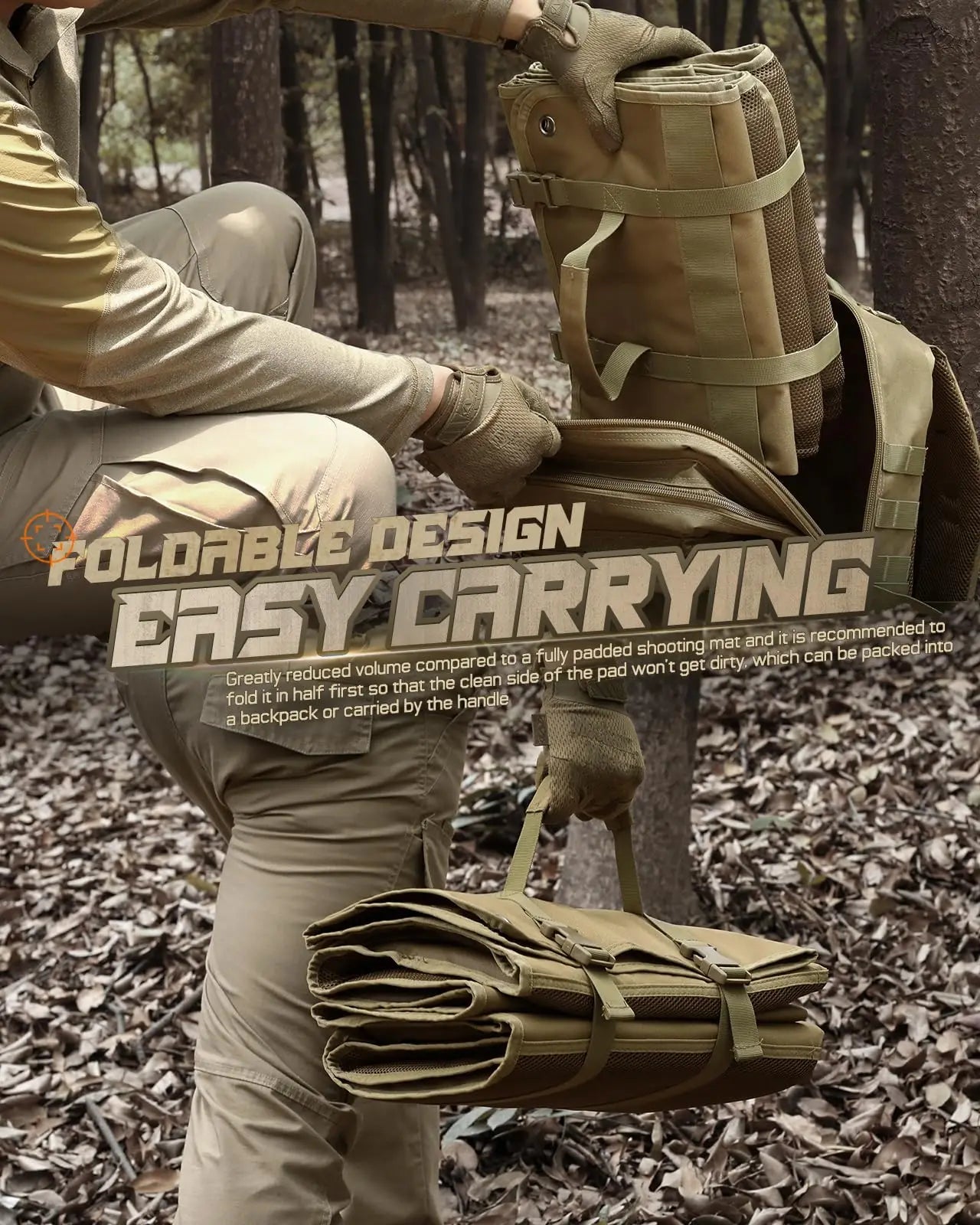 Shooting Mat Prone Tactical Shooting Pad Folded Shooter Blanket with Bipod Holder, for Hunting Outdoor Training Competition
