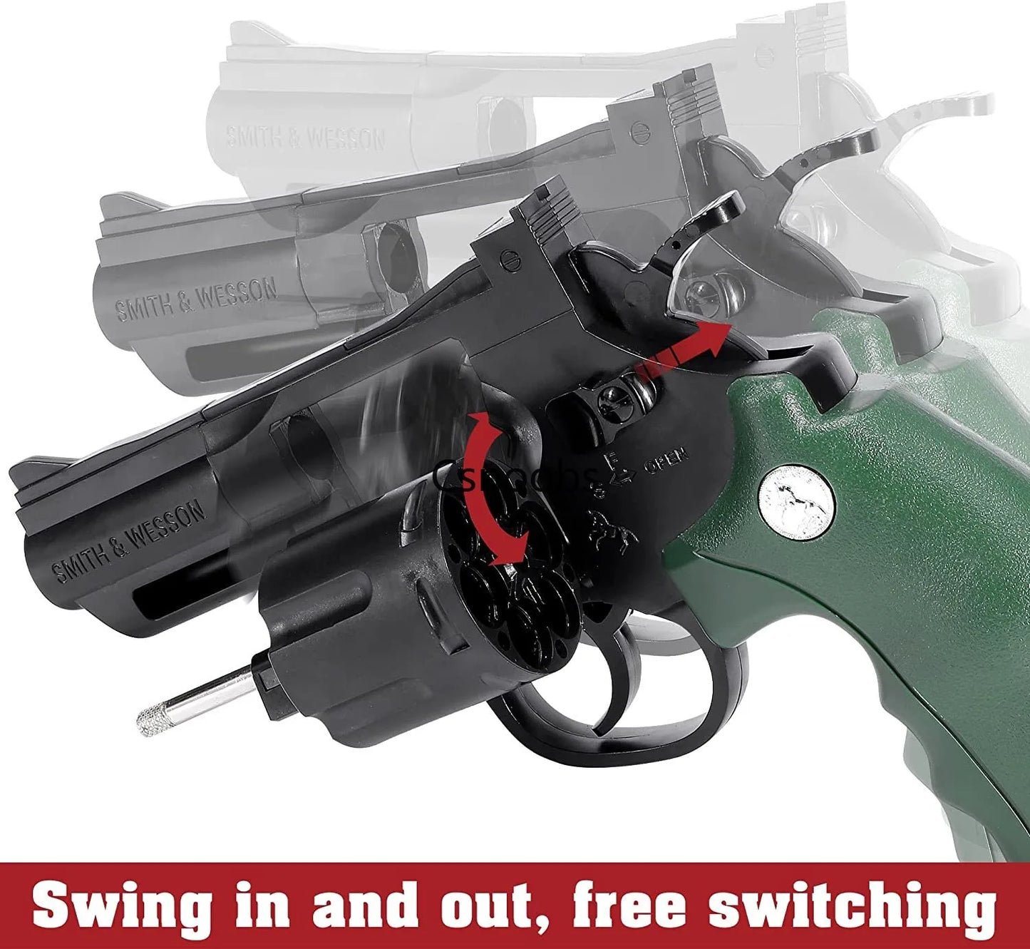 Black Gun 357 Revolver Launcher Pistol Continuous Firing Soft Dart Bullet Toy Gun CS Outdoor Game Weapon for Kids Adult