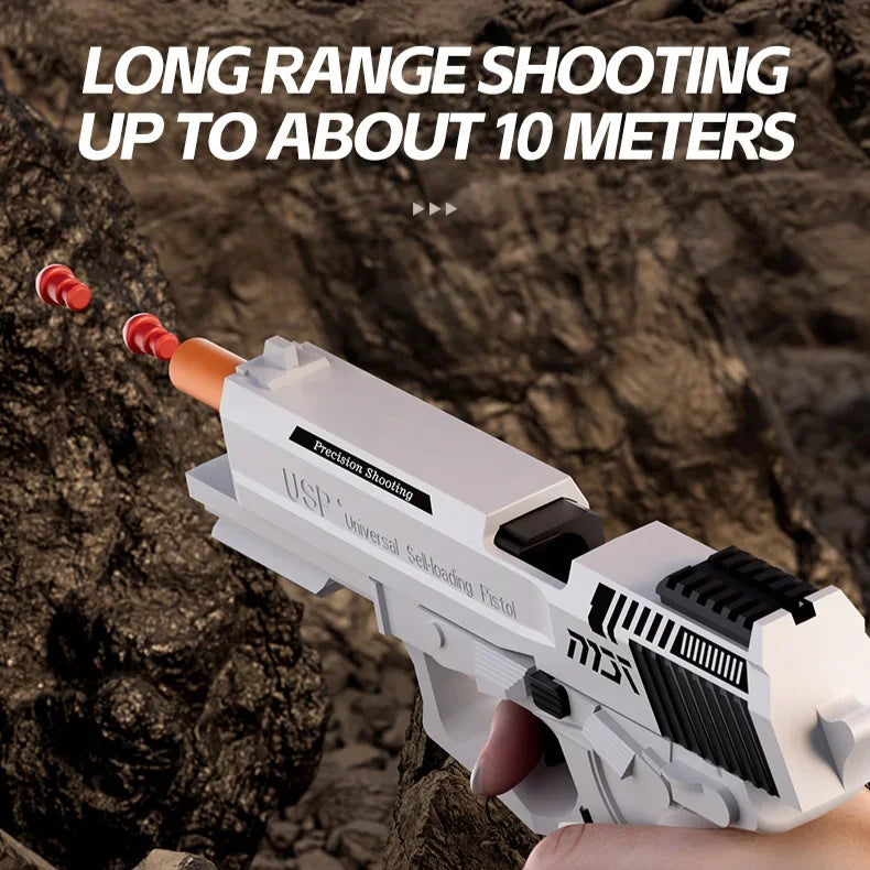 Mechanical USP Continuous Firing Throwing Shell Toy Gun Soft Bullet Airsoft Outdoor Sports CS Weapon Pistol for Boys Gift