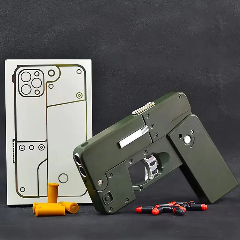 Folding Mobile Phone Soft Bullet Launcher Shell Throwing Child Simulation Toy Gun Model