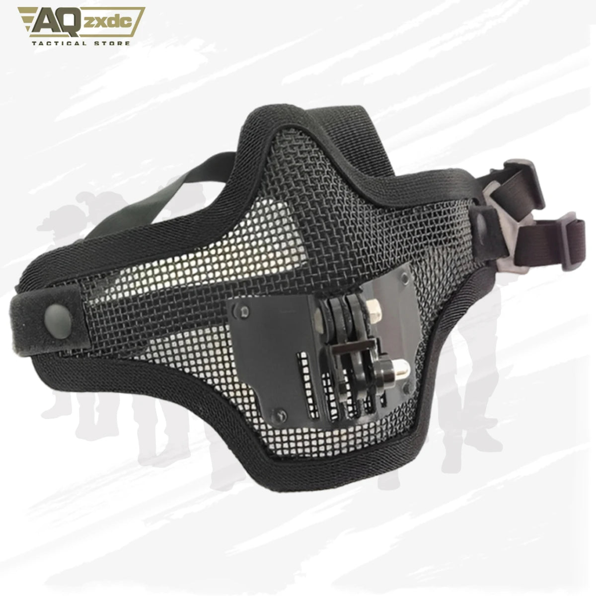 AQzxdc Airsoft Steel Mesh Mask Bracket, Skull Tactical Half Face Masks for War CS Game First person perspective shooting Record