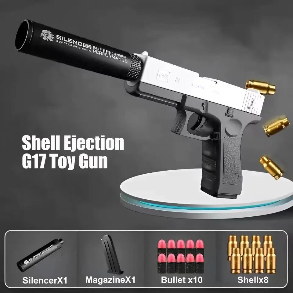 G17 Soft Bullet Toy Gun Shell Ejection Foam Darts Pistol Desert Eagle Airsoft Gun With Silencer For Kid Adult