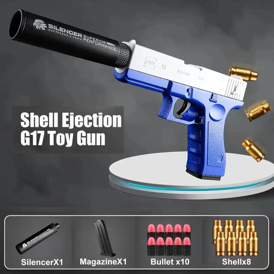 G17 Soft Bullet Toy Gun Shell Ejection Foam Darts Pistol Desert Eagle Airsoft Gun With Silencer For Kid Adult