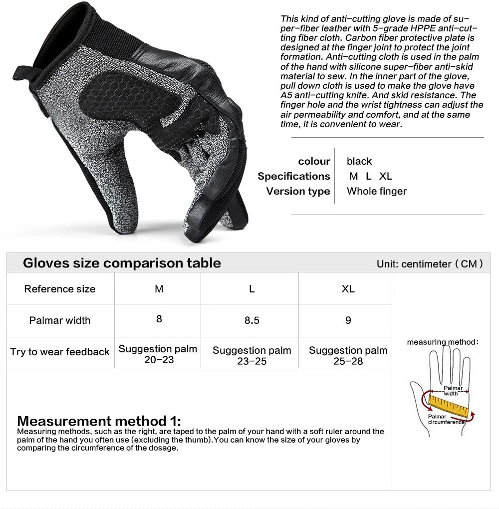 AQzxdc Outdoor 5 Protection Cut Resistant Gloves, Durable Touchscreen Tactical Work Gloves with Shockproof Airbag, Work Gloves