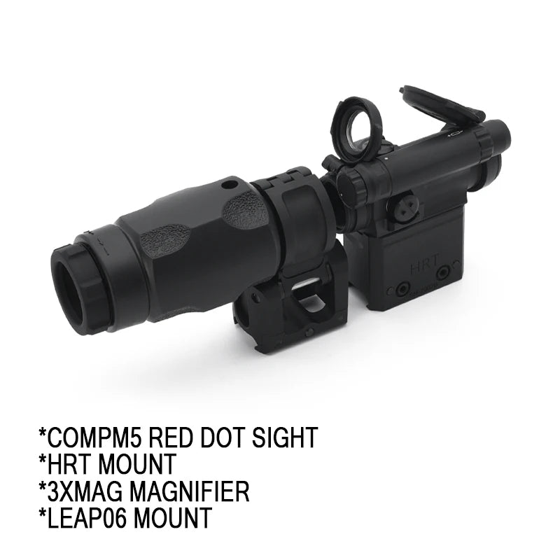 OPP Tactical Red Dot Sight M5 with 3XMAG Magnifier LRP and LEAP06 Mounts High Optical Centerline Combo
