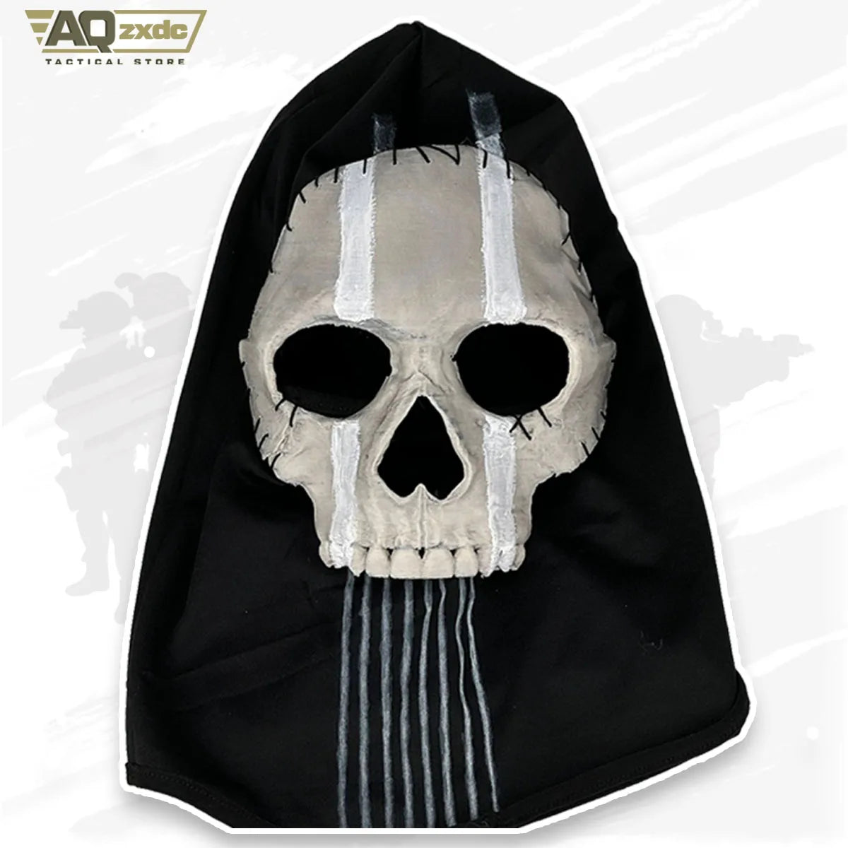 AQzxdc Cod Ghost mask V2 - Operador MW2 Airsoft COD Cosplay Airsoft Tactical Skull Full Mask with Reaper Ghost Luminous Gloves