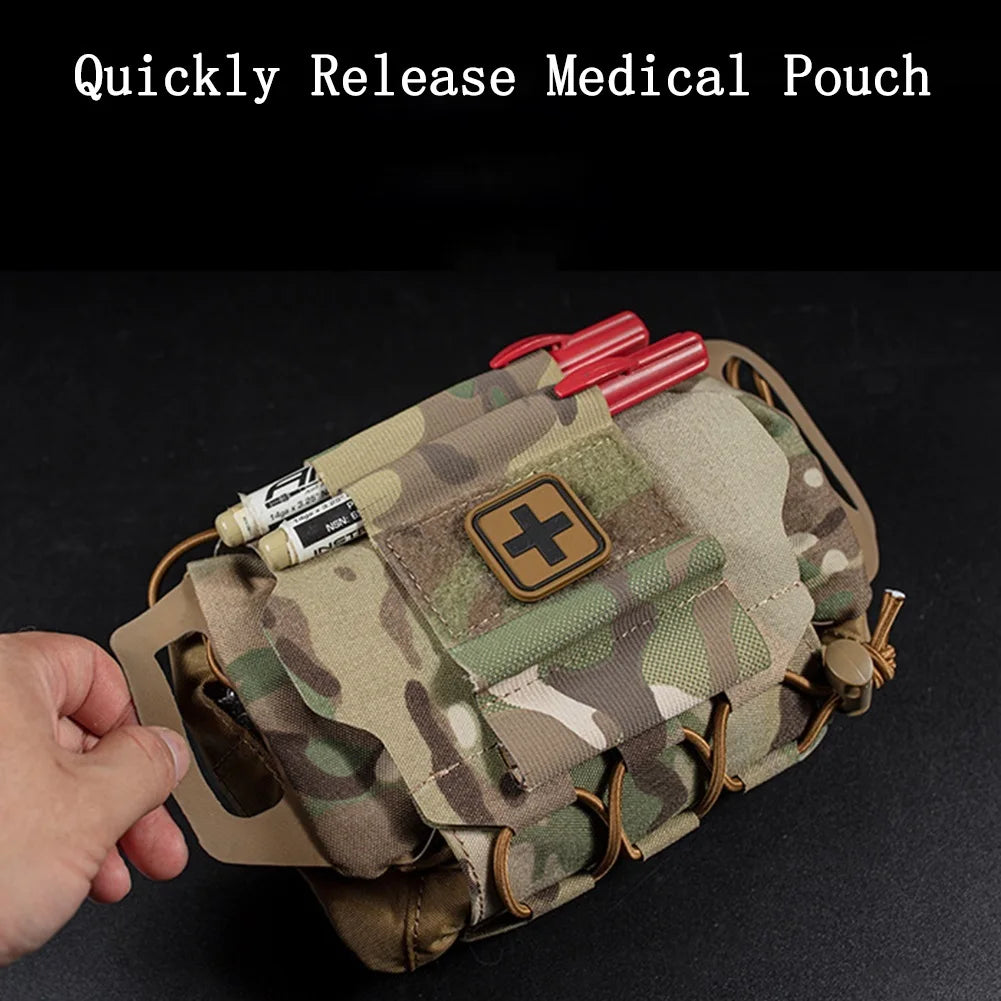 AQzxdc Tactical Belt Set, with Open Top 5.56/9mm Pouch & Rapid Deployment IFAK Medical Pouch, for Airsoft Paintball Hunting