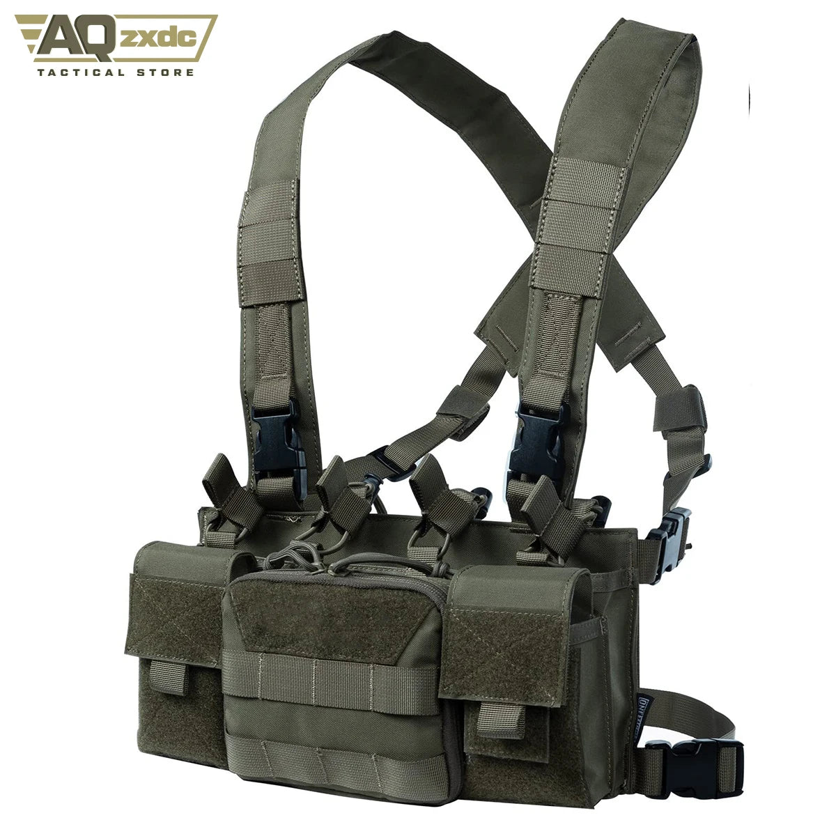 AQzxdc Tactical Chest Rig, MOLLE Chest Rigs Tactical Chest Rig Dangler Pouch Utility Admin Pouch IFAK Medical Organize