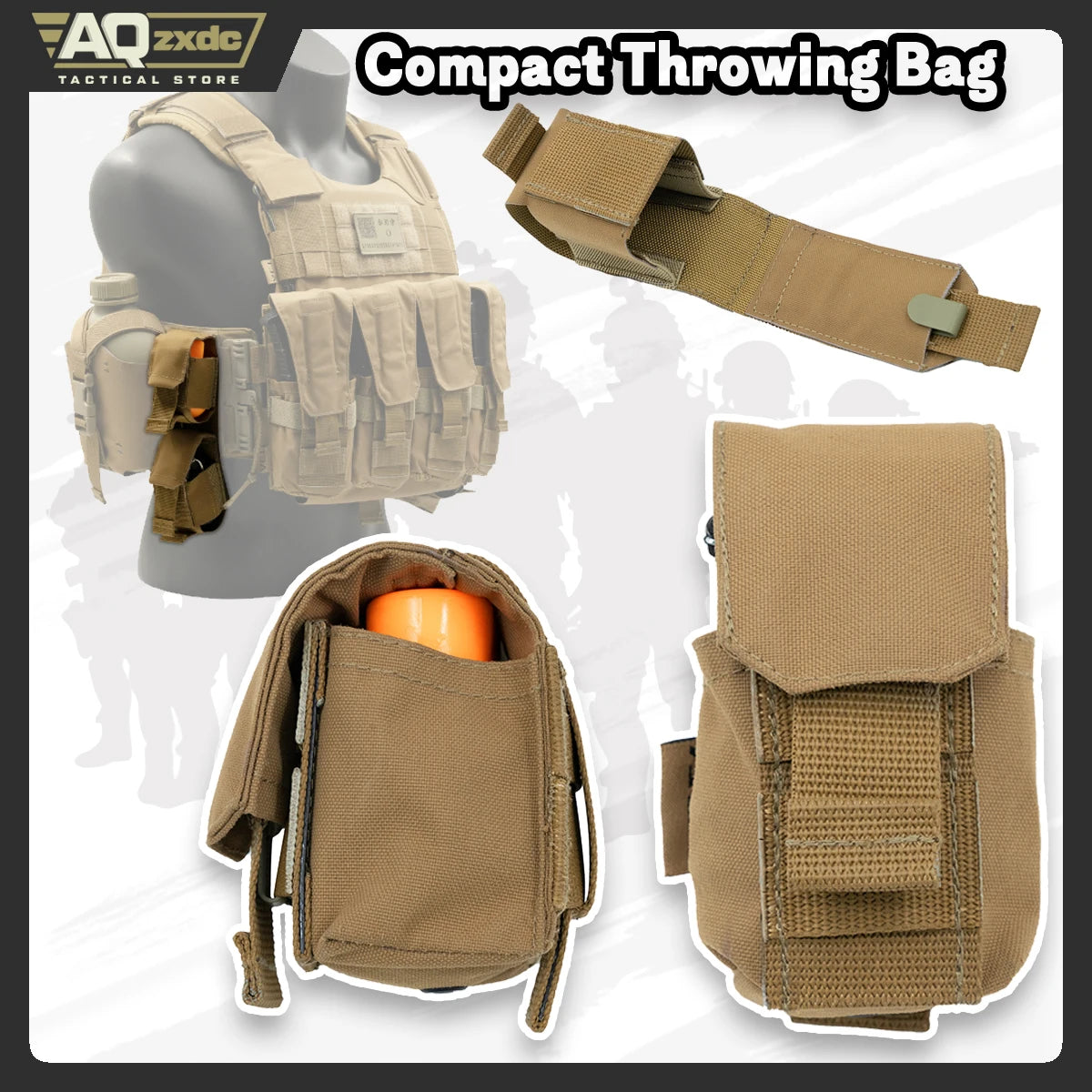 AQzxdc AG-45 Compact Quick-Draw Throwable Bag - Tactical Quick-Draw Bag Elastic Strap Compatible with Grenade of Different Sizes