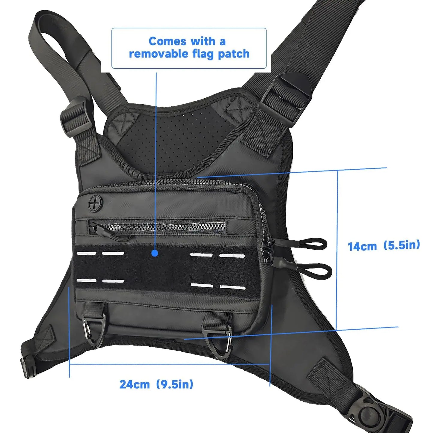 AQzxdc Sports Chest Bag, Adjustable Travel Chest Pack Tactical Breathable Running Vest Pouch for Hiking Hunting Cycling Fishing