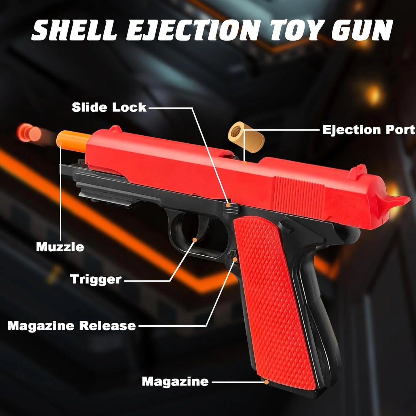 M1911 Shell Throwing Pistol Continuous Firing Airsoft Blowback Empty Hanging Toy Gun Outdoor CS Weapon for Boys Adult