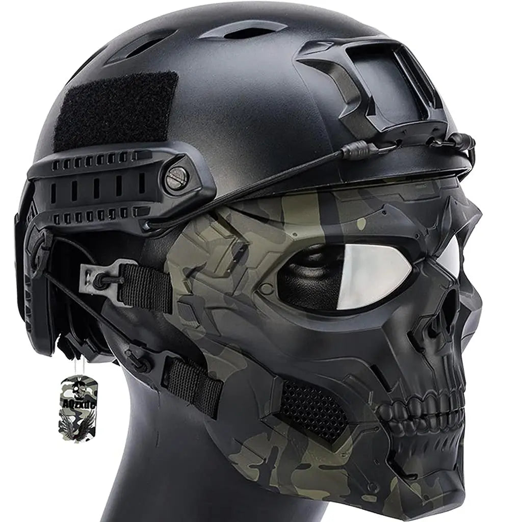 Tactical Helmet Sets with Skull Mask, Outdoor Paintball Protective Gear, Advanced EPP Pad, for Airsoft Hunting, Shooting CS