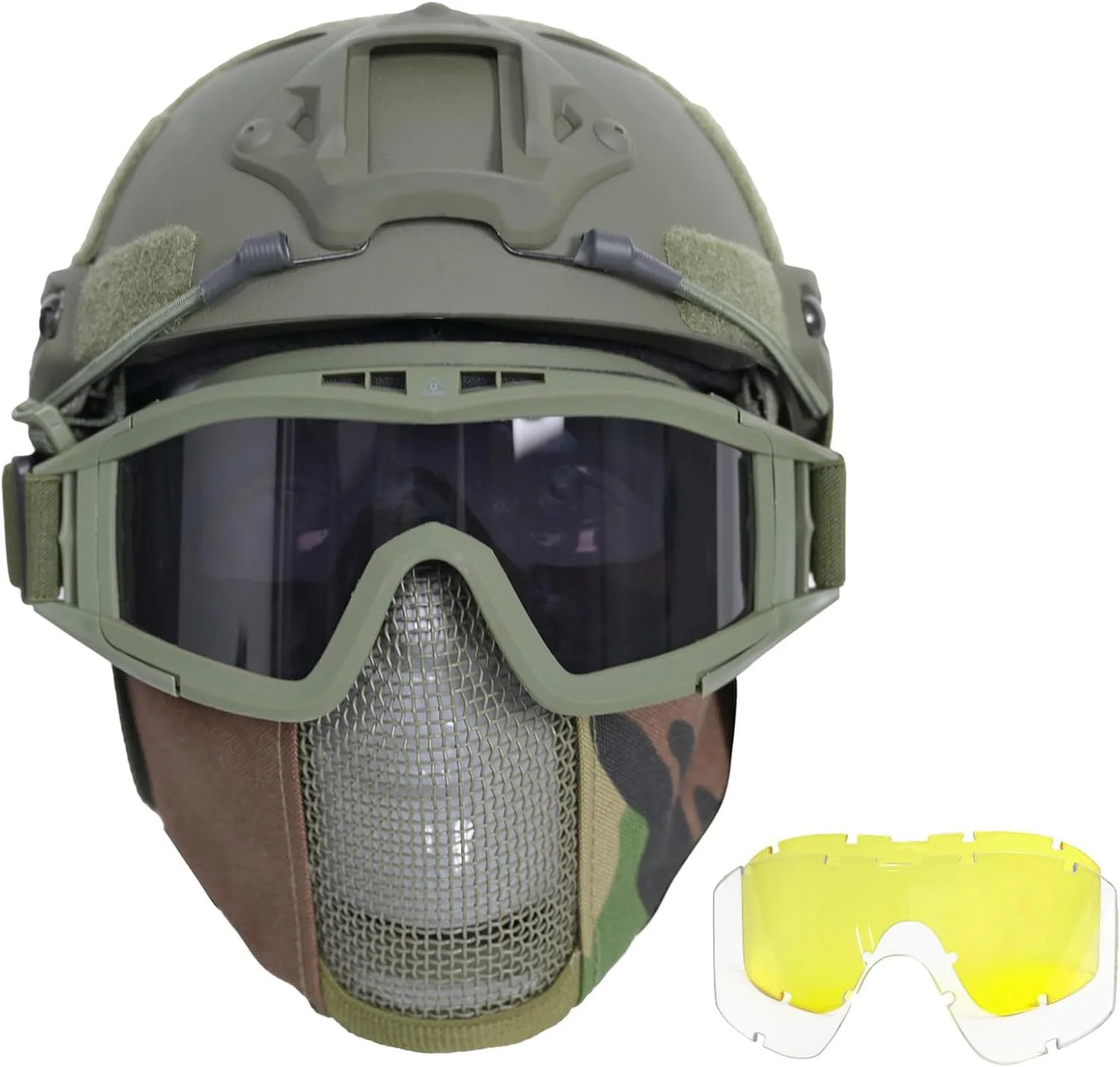 AQzxdc Airsoft Helmet with Full Face Protection, Tactical Airsoft Mask, Goggles & Accessories, for Paintball & Outdoor Games