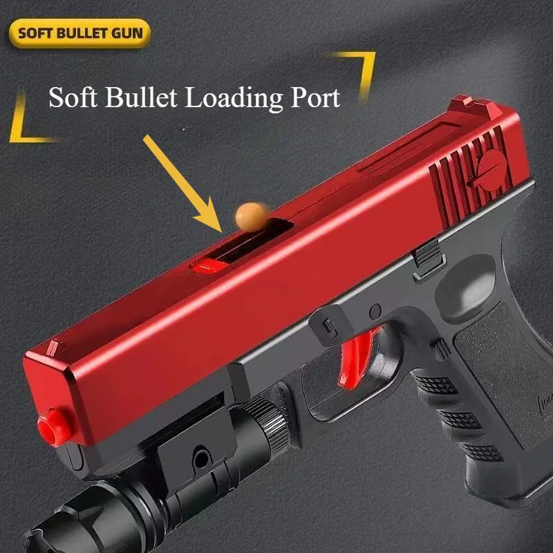 Manual G17 Toy Gun With Laser Soft Bullet Airsoft Pistol Outdoor Sports CS Game Weapon for Children Gift