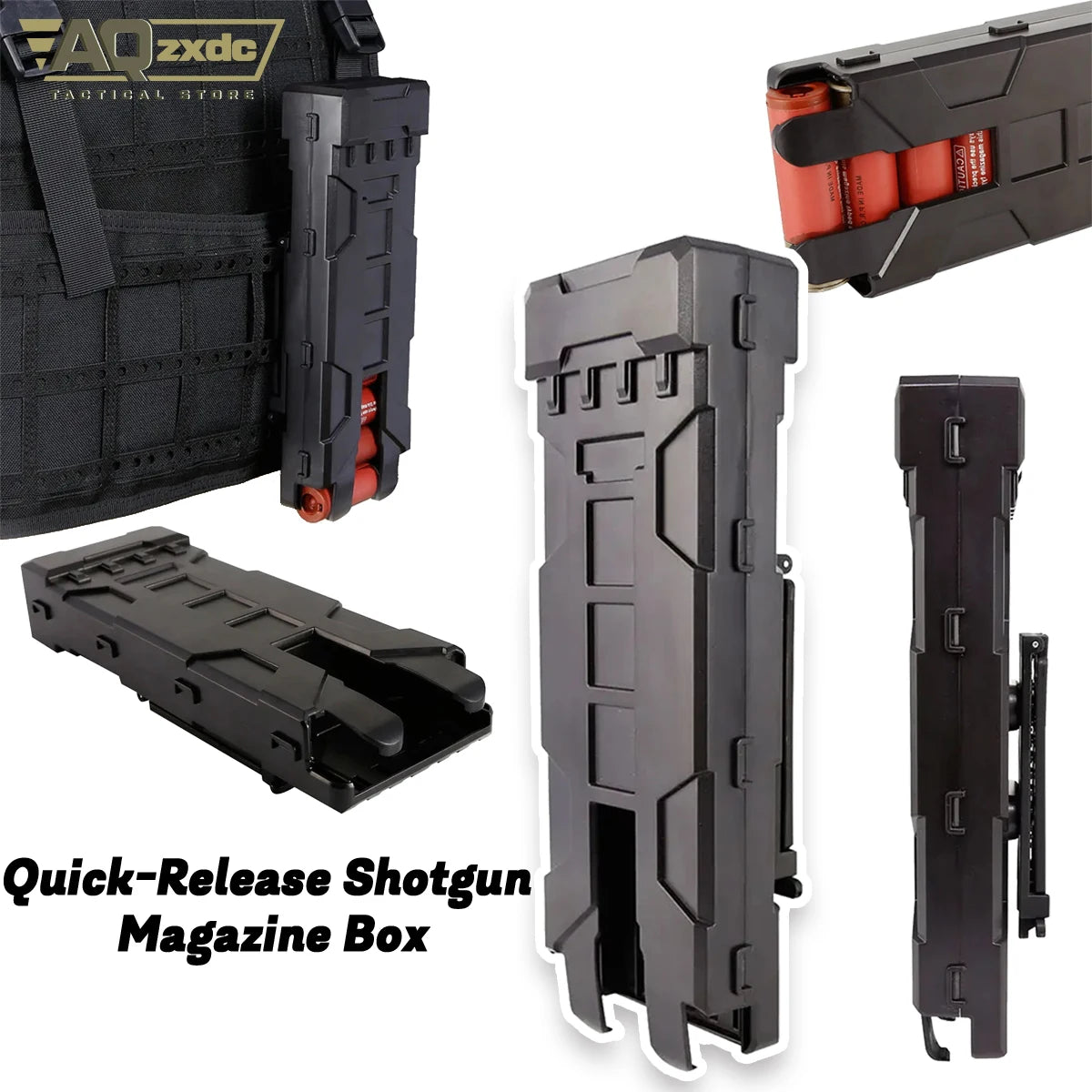 AQzxdc Tactical Quick-detachable Shotgun Magazine Box Airsoft Shot Holder For 12 Gauge Magazine Ammo Cartridge