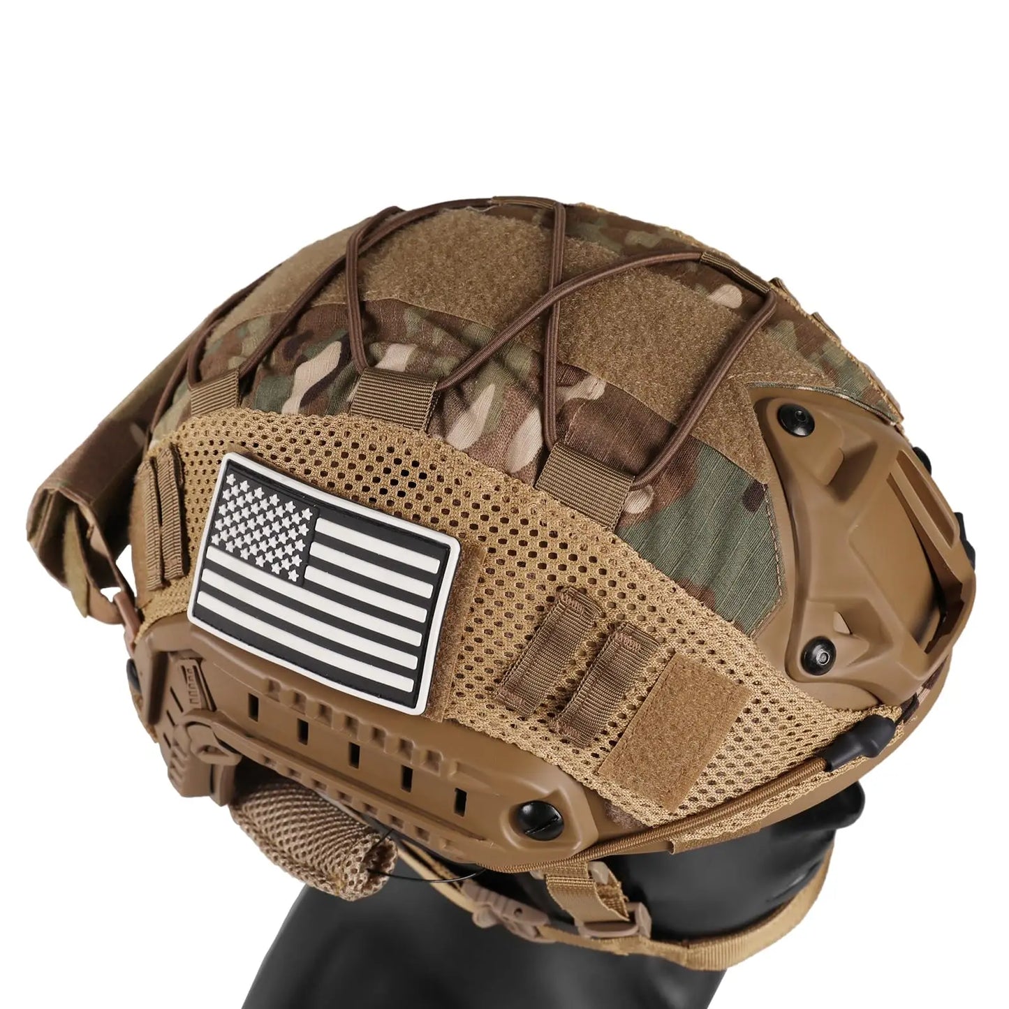 AQzxdcAdjustable Tactical Helmet Set with Counterweight Pouch & Cover for Airsoft, Cosplay, Military Gear Paintball War Game
