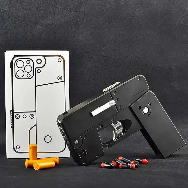 Folding Mobile Phone Soft Bullet Launcher Shell Throwing Child Simulation Toy Gun Model