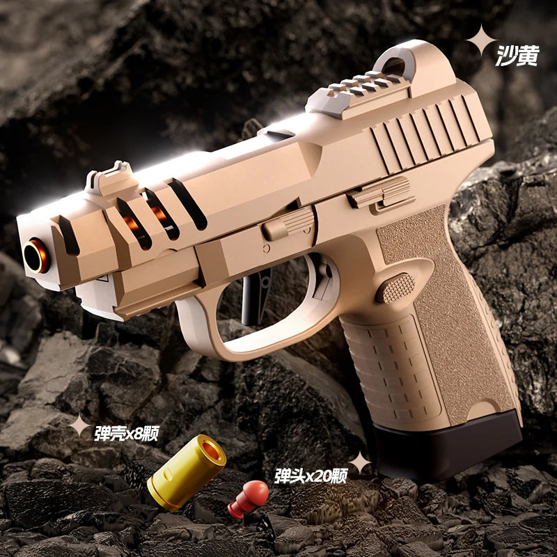 Auto Mini FN365 Black Toy GunContinuous Firing Shell Throwing Gun Model Soft Bullet Launcher BlowBack Airsoft Pistol for Kids
