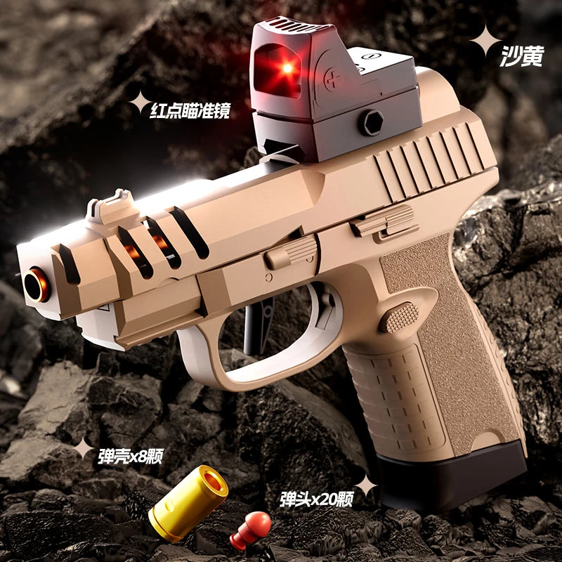 Auto Mini FN365 Black Toy GunContinuous Firing Shell Throwing Gun Model Soft Bullet Launcher BlowBack Airsoft Pistol for Kids