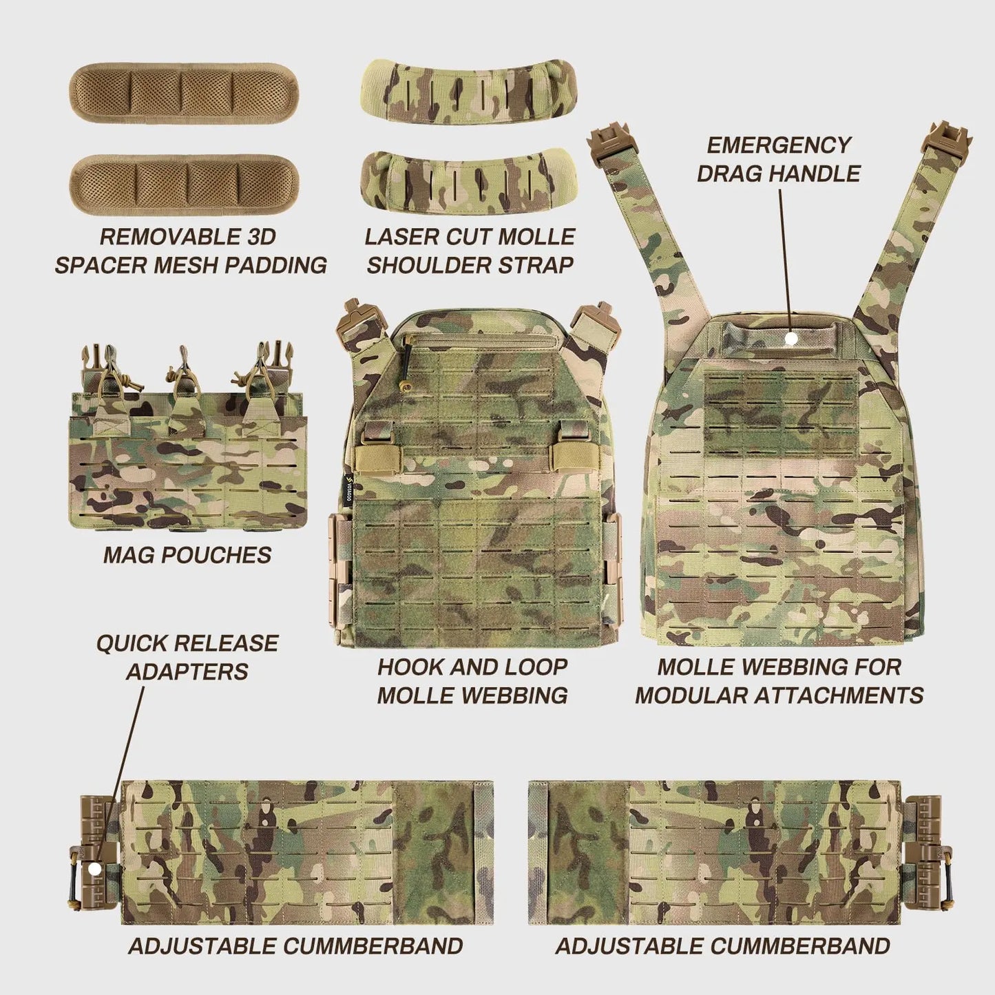 AQzxdc Tactical Equipment Fast Release Outdoor Training Chalecos Molle Combat Body Protection Plate Carrier Tactical Vest