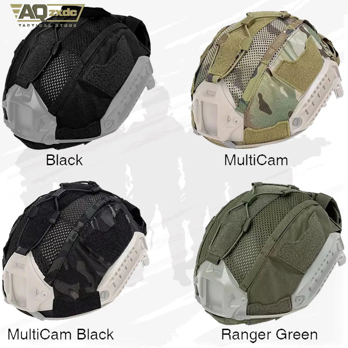 AQzxdc Tactical Ultra-High Cut Gen2 SF Helmet Cover Camo Helmet Cloth W/ Pouch with NVG Battery Pouch Hunting Hybrid Mesh Cover