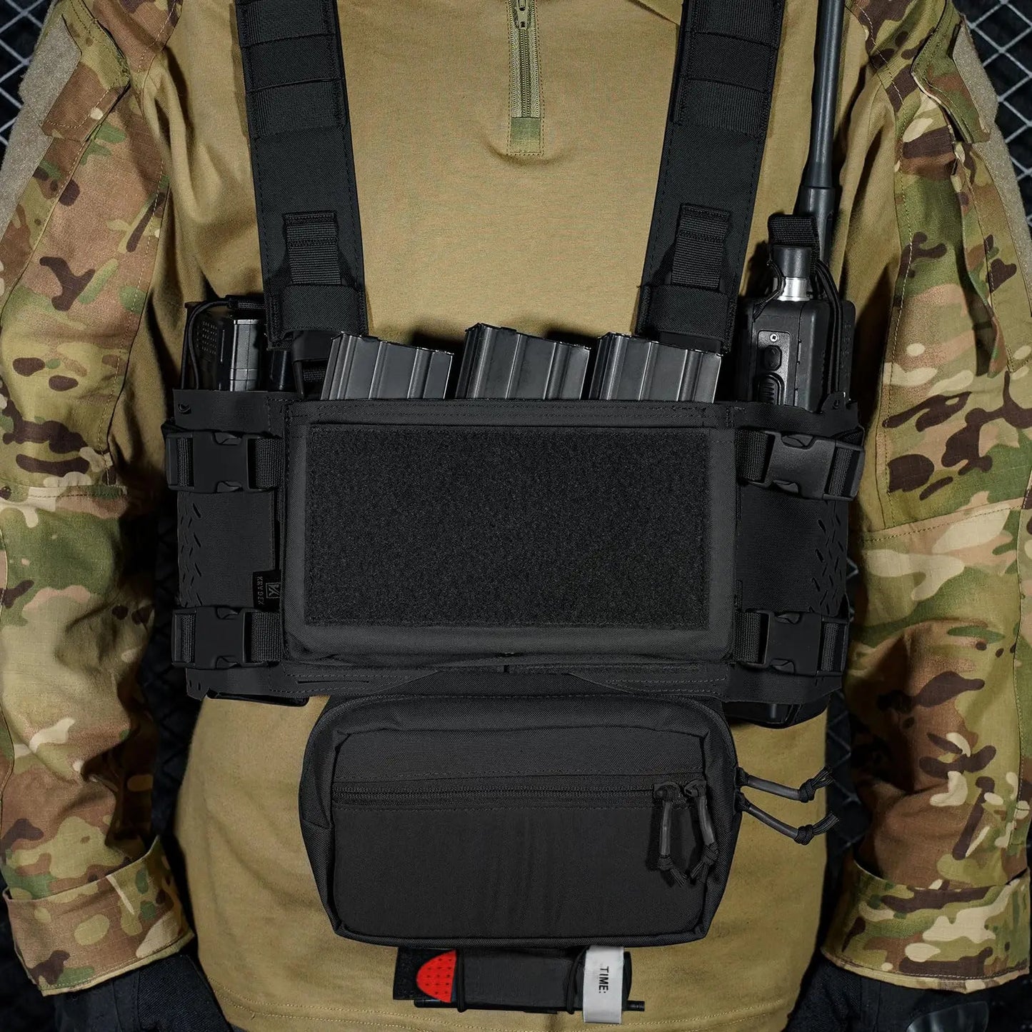AQzxdc 2 Pcs Tactical Cummerbund Radio Pouch Magazine Holder Carrier Front Hook & Loop Quick Release