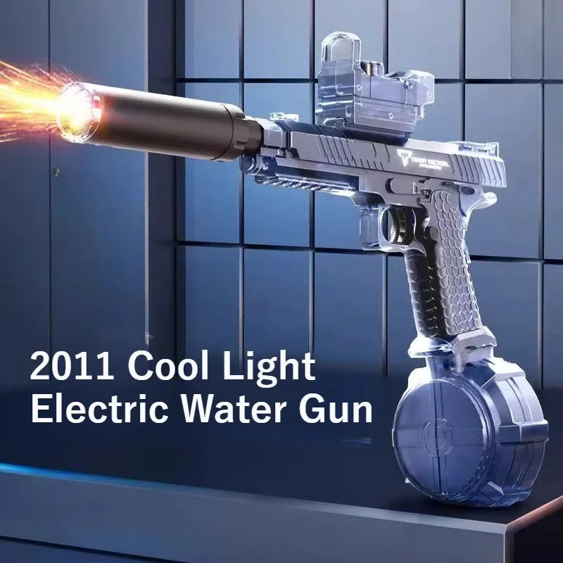 P90 AUG Continuous Firing Electric Water Gun Light Flashing Pistol Summer Outdoor Pool Spray Water Fights Gun for Adults Kids