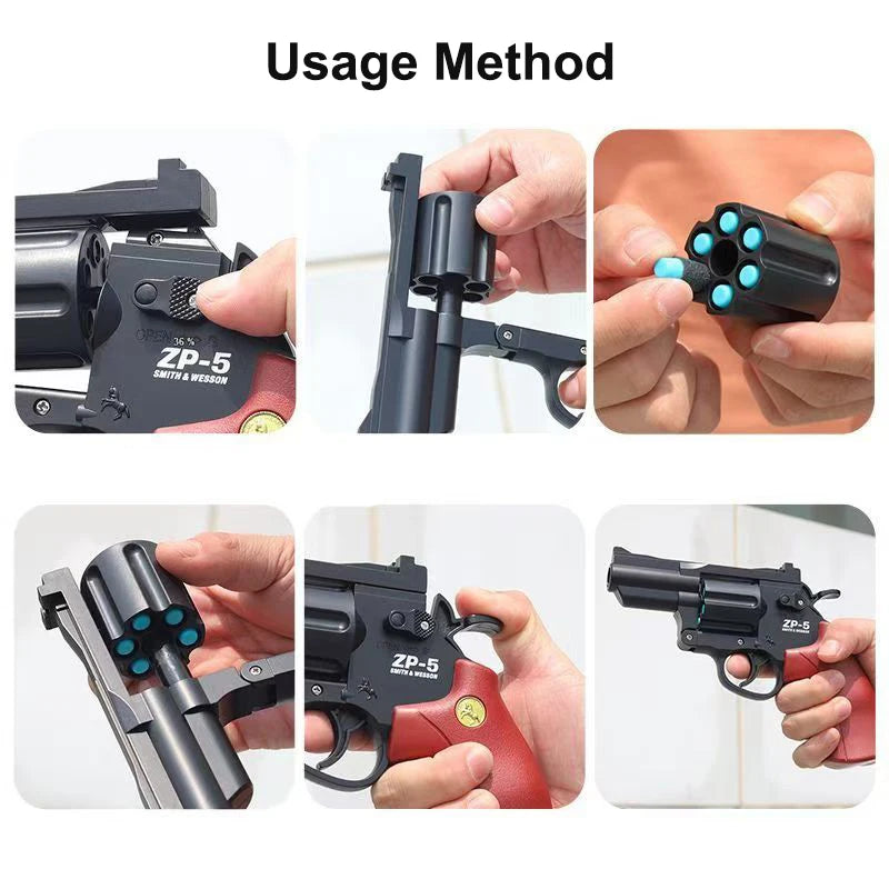 Manual ZP5 Revolver Launcher Pistol Soft Dart Bullet Toy Gun CS Outdoor Game Weapon for Kids Adult Gift