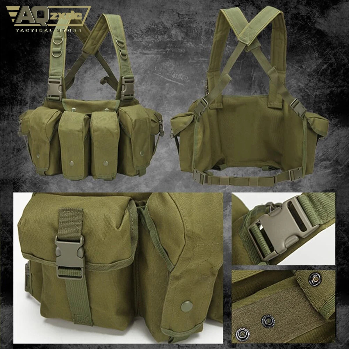 AQzxdc Outdoor Tactical Vest Lightweight Quick Release Combat Training Tactical Chest Hanger Tactical Magazine Bag for Hunting