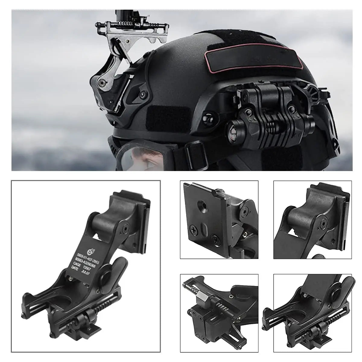 AQzxdc Airsoft Helmet Set (7mm), with Tactical Goggles, Helmet Cover, PVS15/18 NVG Mount, Helmet Signal Light, Flashlight