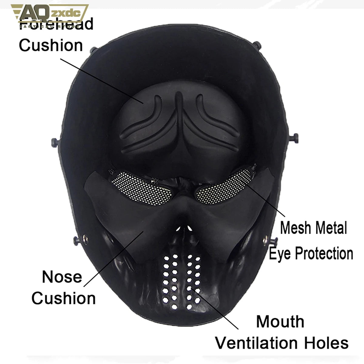 AQzxdc Airsoft Mask, Skull Full Face Mask for Halloween Airsoft CS Game Cosplay and Masquerade