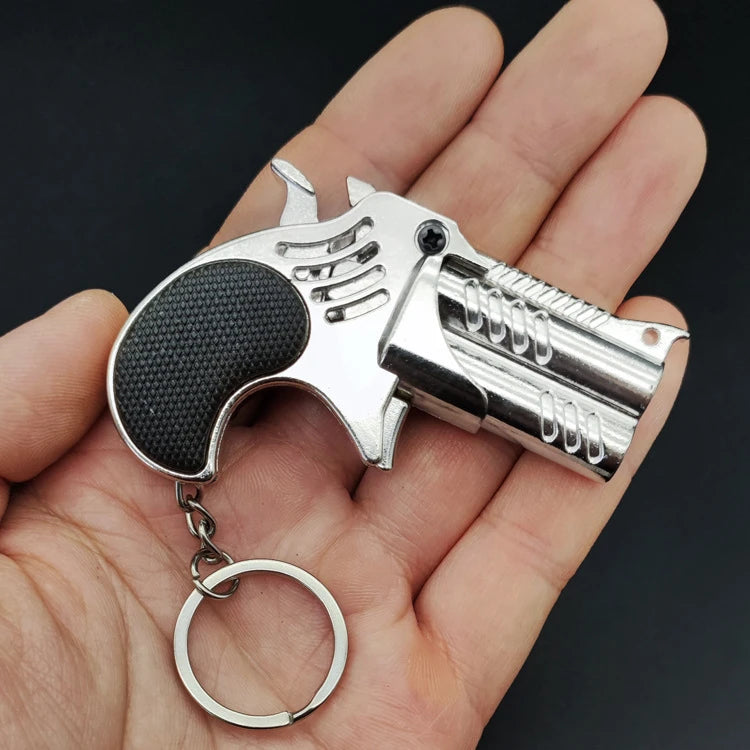 Mini Rubber Band Rifle Sprayer 8 Bursts Rubber Toy Gun Miniature Alloy Pistol Model Ornaments Toy Gun For Boys Chrismas gift
