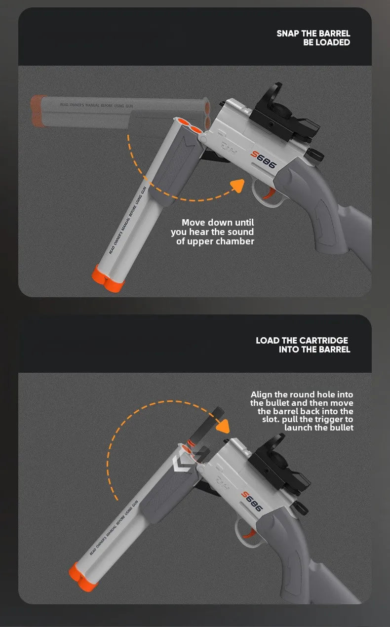 S686 Double Barreled Rifle Long Toy Gun Airsoft Launcher Dual Soft Bullets Outdoor Sports Game Shot Gun Weapon for Kids Gift