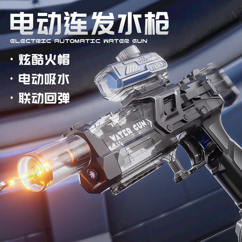 Cross-border fire ice rat electric high-pressure water gun large-capacity long-range light gun linkage breaching Wear a fire hat