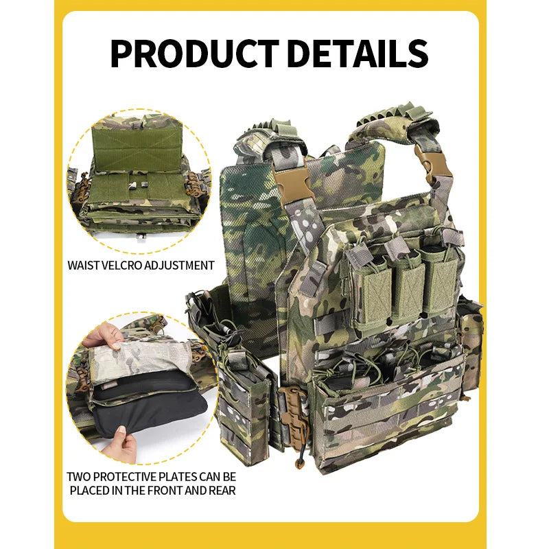 Airsoft Quick Release Camouflage Chaleco Tactical 1000D Outdoor Shooting Combat Tactical Armor Vest for Outdoor Paintball Game