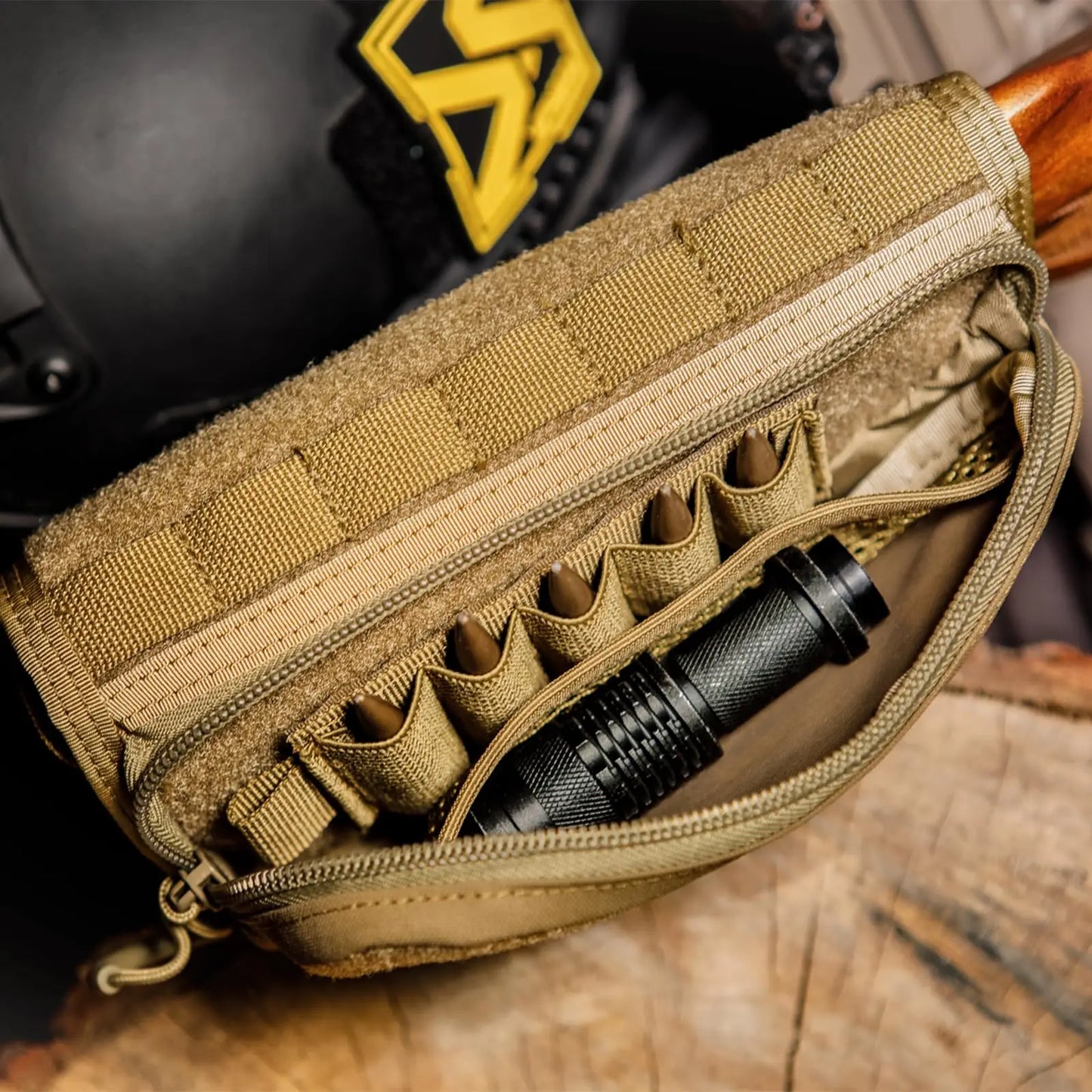 AQzxdc Tactical Gunstock Pouch Buttstock Shotgun Rifle Shell Holder for Cheek Rest Ammo Holder Pouch for Airsoft CS War Game