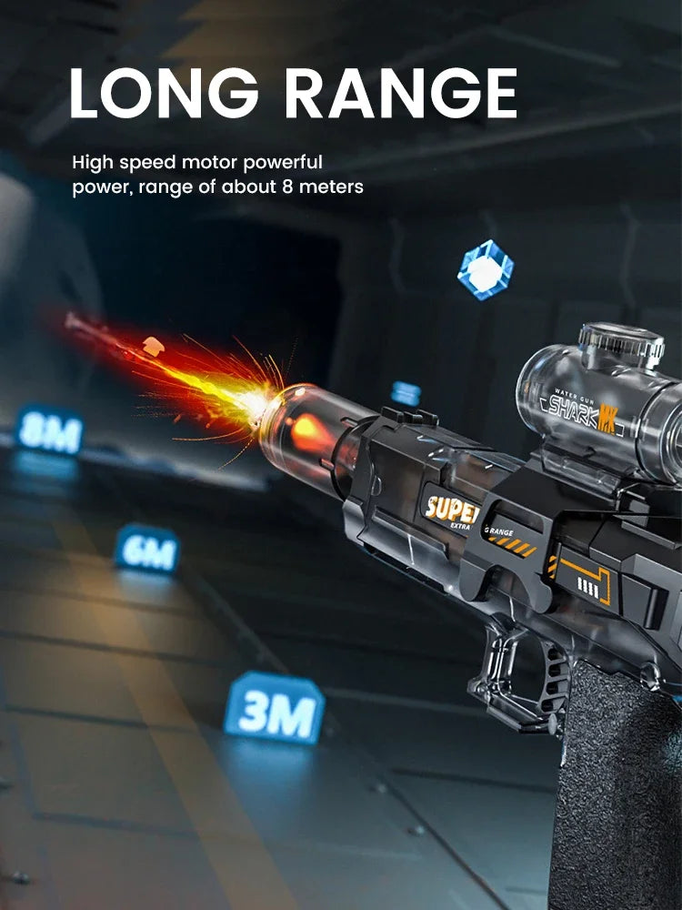 Electric Water Gun with Flash Light Pistol Summer Outdoor Swimming Pool Water Gun Children's Beach Water Fight Toy