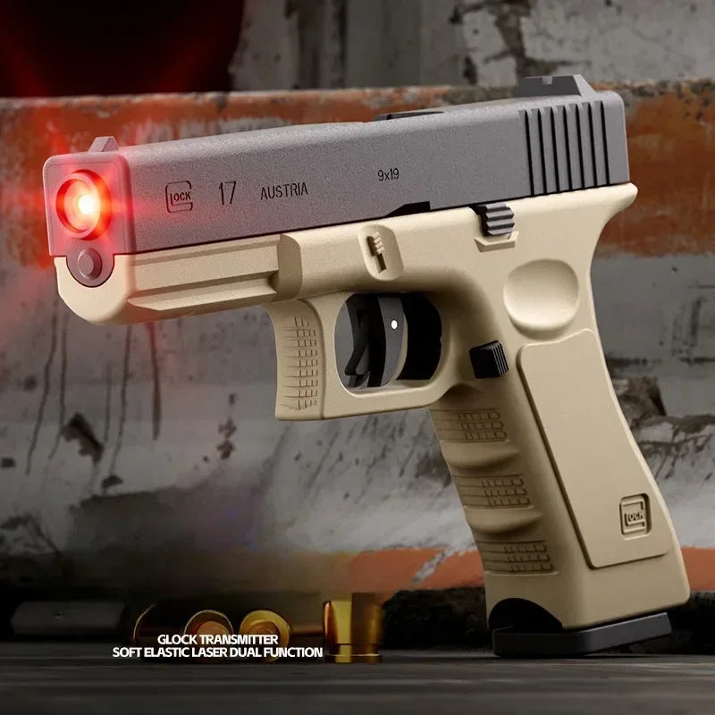 Laser Version Dual-mode Shell Ejecting G17 Automatic Shooting Gun Soft Bullet Pistol Toy Gun CS Outdoor Weapons for Kids