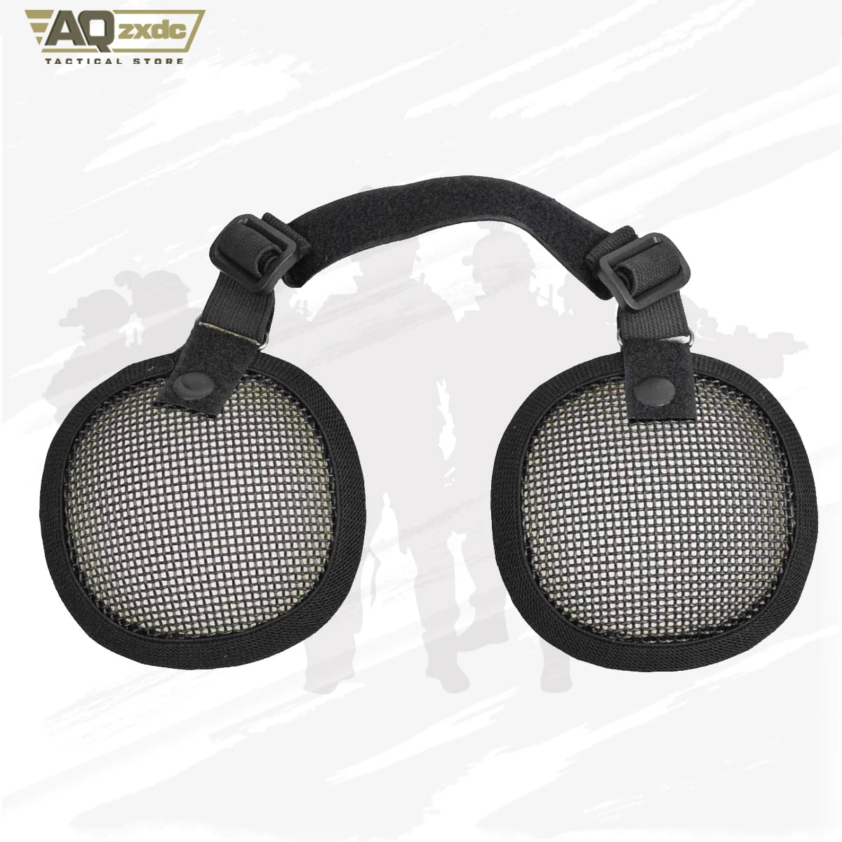 AQzxdc Tactical Airsoft Military Paintball Metal Mesh Side Cover with Ear Protection for Fast Helmet (Not Including Helmet)