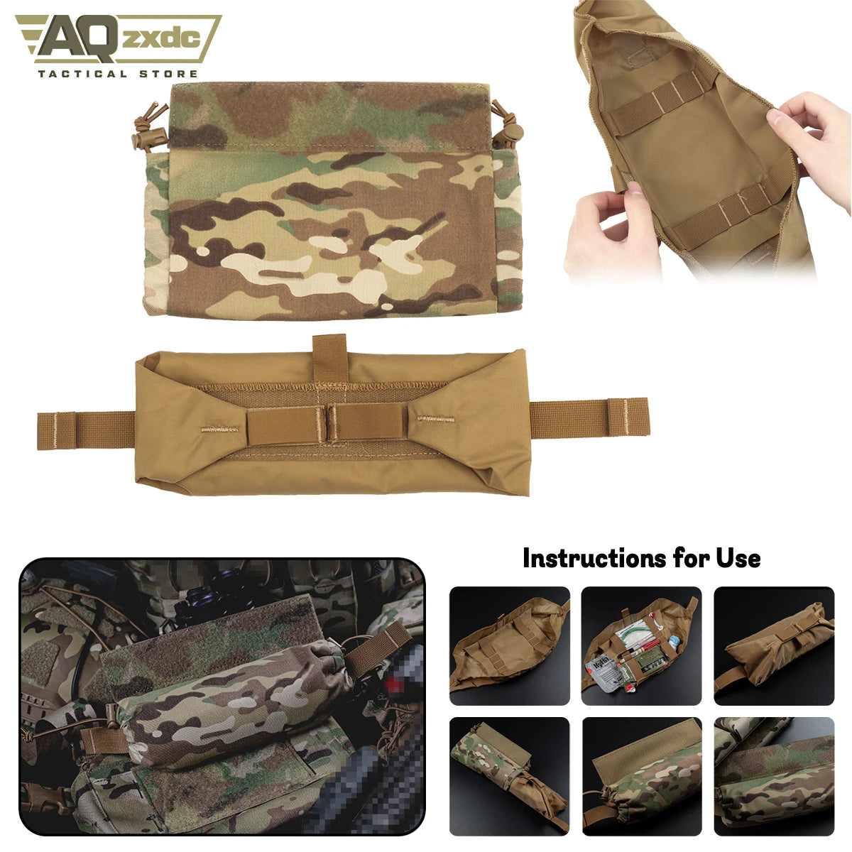 AQzxdc Tactical Assault Left Hand Holster Belt Set with Triple Mmagazine Pouch, PHC Sundry Bag, FC First Aid Kit,Airsoft Holstes