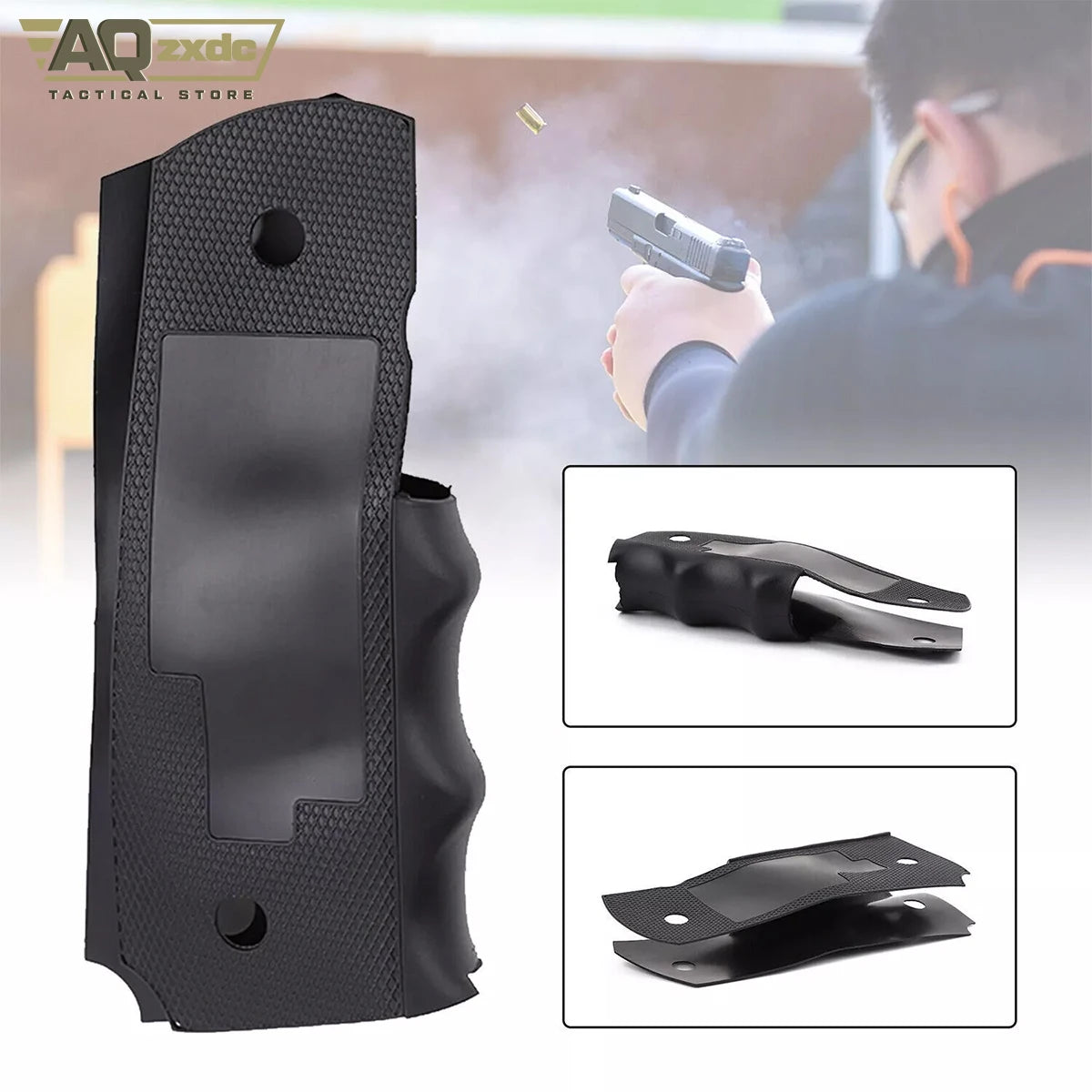 AQzxdc 2PCS Tactical Ergonomic Rubber Finger Groove Insert for Model 1911 and Equivalents PG1911-1 Uilt-In Cnti-Skid sheet