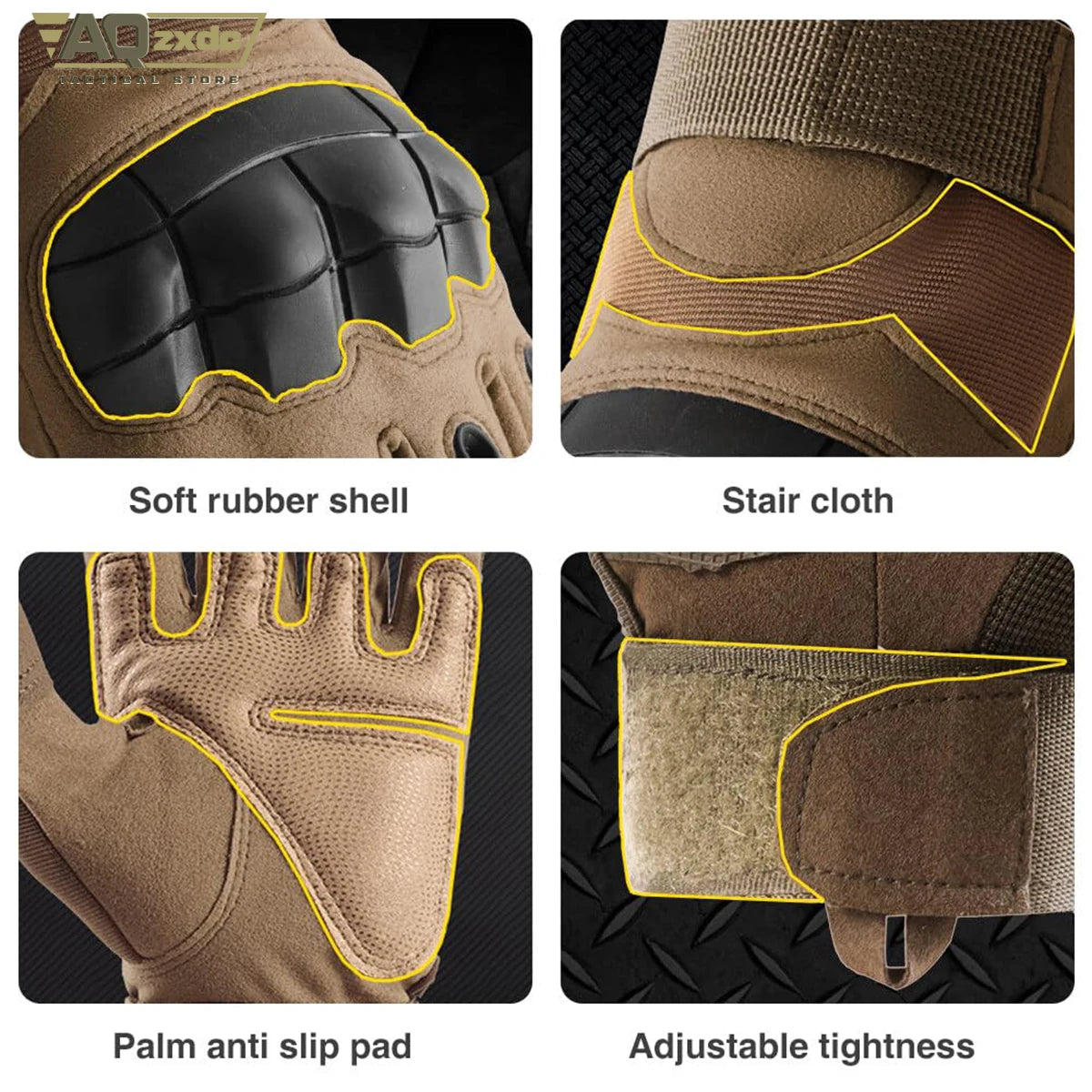Men'S Outdoor Full Finger Gloves with Glove Buckle & Knuckle Protection Tactical Assault Training Gloves for Riding, Hunting