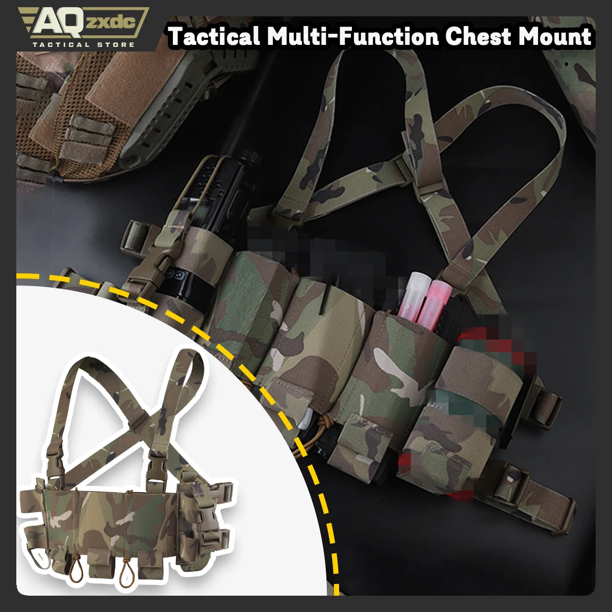 Outdoor Multifunctional Chest Strap Triple Mag Bag & Quick Release Radio Bag & Water Bottle Bag for Police on Auty Airsoft Game