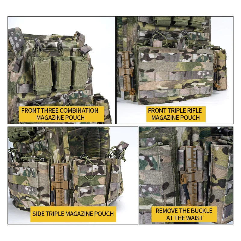 Airsoft Quick Release Camouflage Chaleco Tactical 1000D Outdoor Shooting Combat Tactical Armor Vest for Outdoor Paintball Game