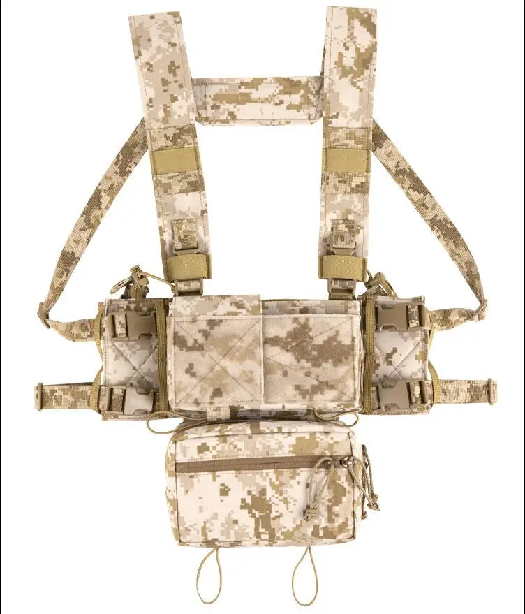 AQzxdc Tactical MK3 MK4 Chest Rig with Radio Pouch Drop Pouch Harness Camouflage General Purpose Modular Airsoft Chest Rig Vest