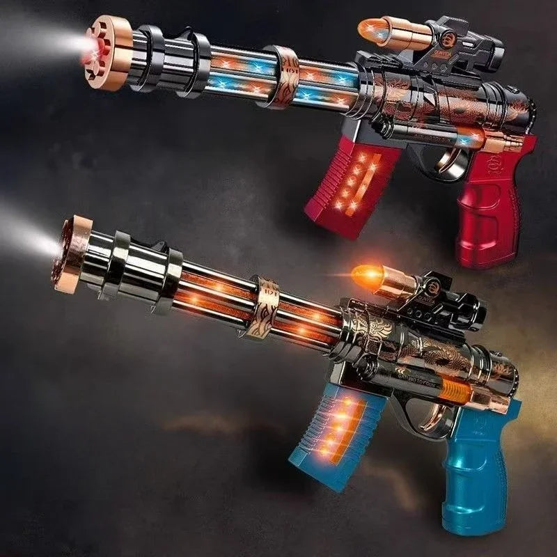 Spraying Gun Electric Gatling Gun Light Up Pistol Toy Unique Toys with LEDs Light Fighting Sound Pistol for Kids Gift