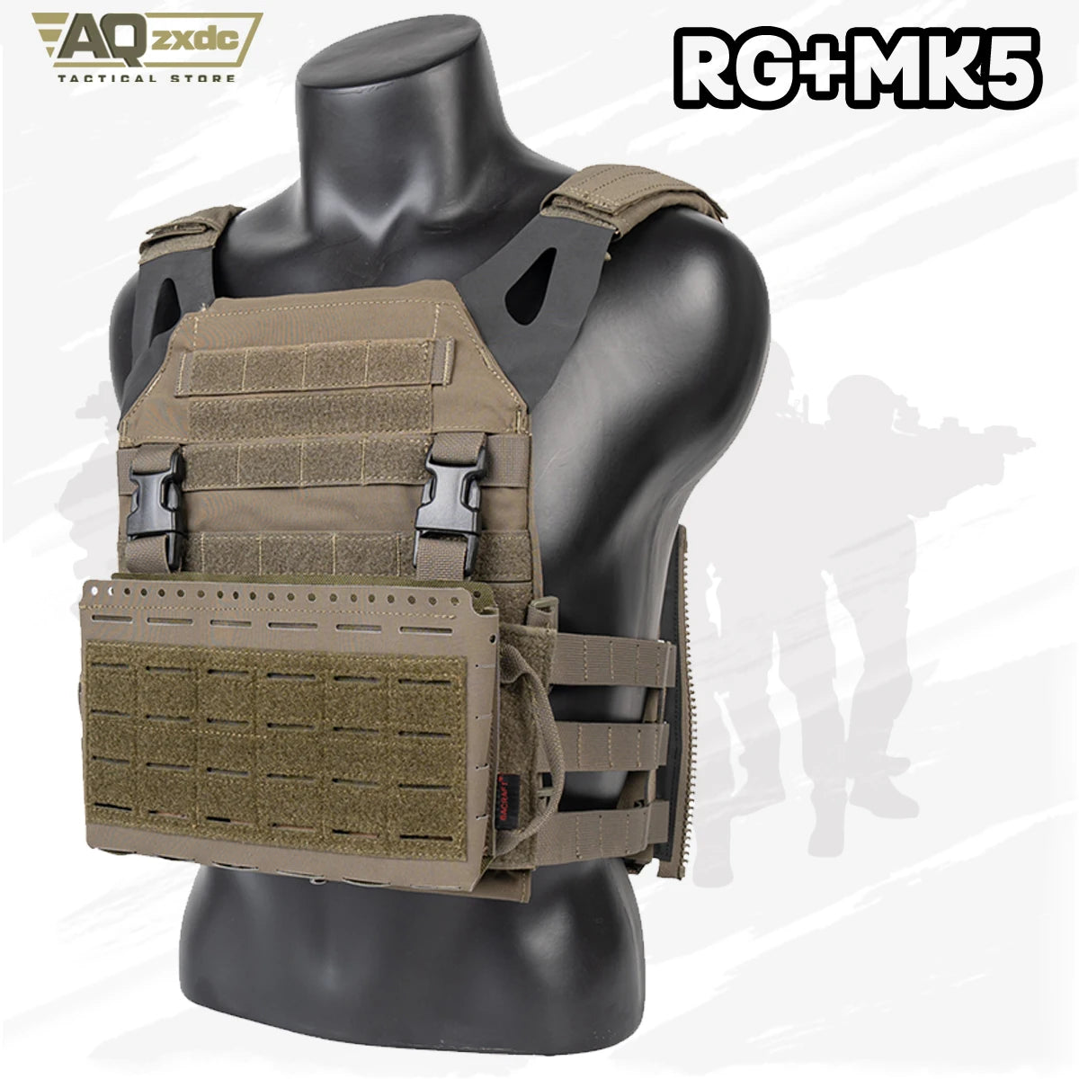 AQzxdc Tactical JPC2.0 Lightweight Tactical Vest with MK5 Panel Military Fan Vest Outdoor Sports Vest Airsoft Plate Carrier