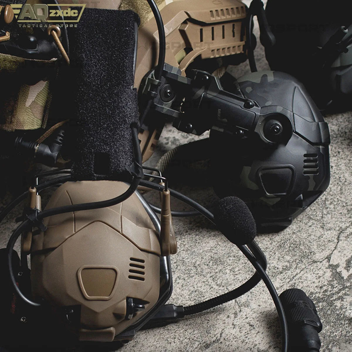Windy Airsoft Helmet Set with Noise Cancelling Bluetooth Headset & G24 NVG Bracket & NVG Model & Signal Marker Light for Hunting