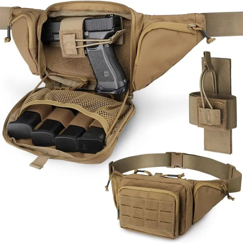 AQzxdc Concealed Fanny Pack Pistol Pouch, Tactical Fanny Pack Handgun Pouch with Universal Pistol Holster CCW EDC Waist Pack