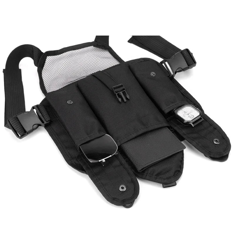 AQzxdc Tactical Chest Rig Bag, Breathable Running Vest Bag, Sports Utility Chest Pack for Running Hiking Traveling Cycling